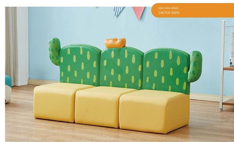 Kids Cartoon Leather Sofa, Single Seat Sofa, Wood Frame Sofa, Children Furniture Sofa, Living Room Baby Sofa, Day Care Center Sofa Mini Sofa, Learning Sofa