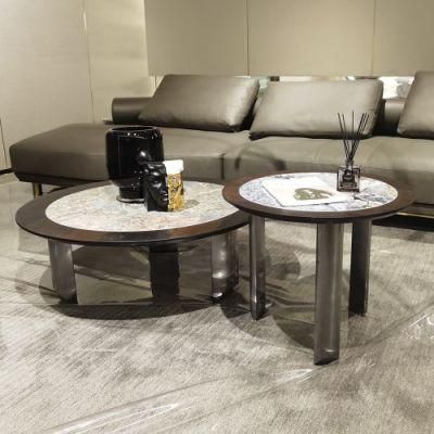 Living Room Furniture Grey Steel Base Sintered Stone Sofa Coffee Table