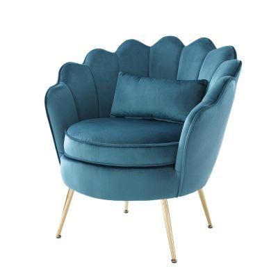 Beautiful Shell Leisure Chair Velvet Single Sofa Navy Blue