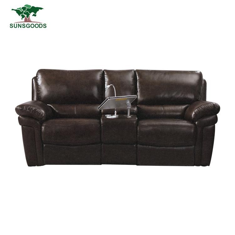 Chinese Top Grain Half Leather Living Room Sofa Chaise Sectional Leather Furniture