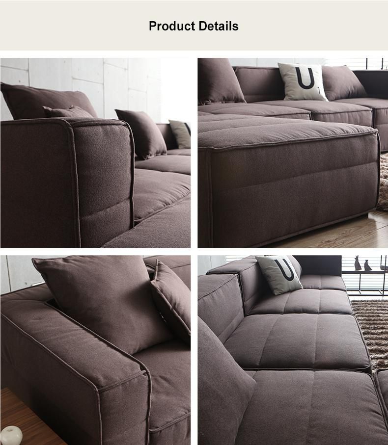 Good Service Wood with Armrest Living Room Fabric Luxury Couch Corner Sofa