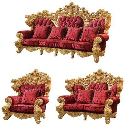 Living Room Furniture Wood Carved Antique Fabric Sofa Set in Optional Sofas Furnitures Color and Couch Seat