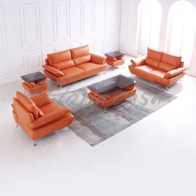 Factory Wholesale Modern European Leisure 1+2+3 Shape Sofa Home Living Room Corner Genuine Leather Furniture Set
