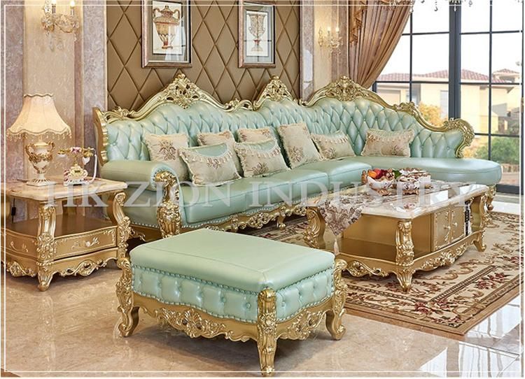 High Quality Modern Royal Palace Furniture European Style Home Furniture Living Room Sofa Sectional Sofa Living Room Furniture Gold Frame Sofa