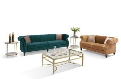 Foshan Manufacturing Zhida Luxury Home Furniture Middle East Style 2 3 4 Seater Sofa Set American Design Wooden Leg Velvet Sofa