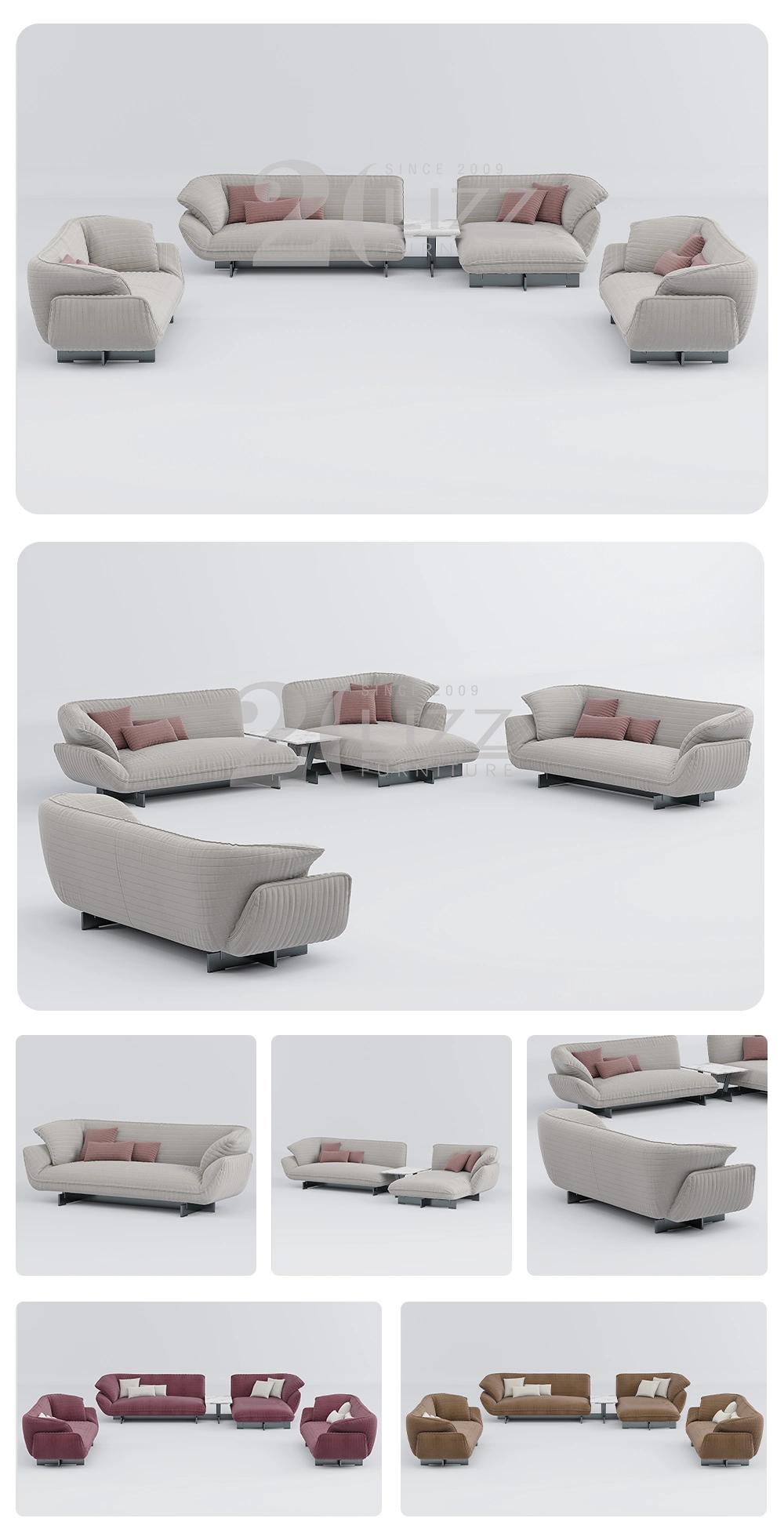 Modern Nordic Simple Design Sectional Home Fabric Sofa Furniture with Stainless Steel Feet