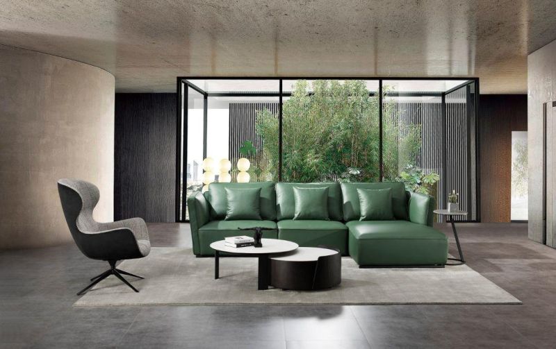 China Wholesale Factory Price Modern Home Furniture Sofa Green Leather Sofa GS9040