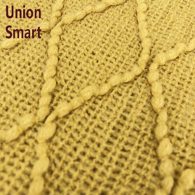 Yellow Blanket Textured Solid Soft Sofa Couch Decorative Knitted Blanket