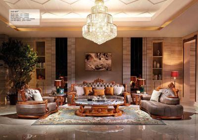 Modern Chinese Luxury Wood Leather Sofa Home Furniture
