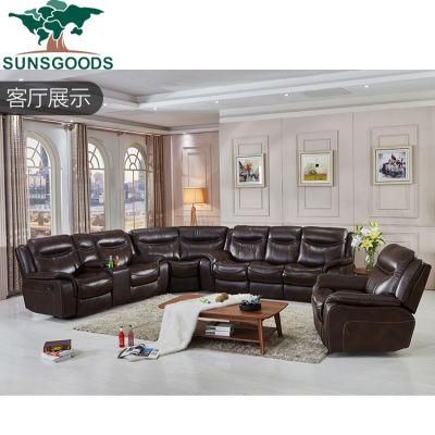 European Style Home Theater Cinema Furniture Genuine Leather Recliner Sofa