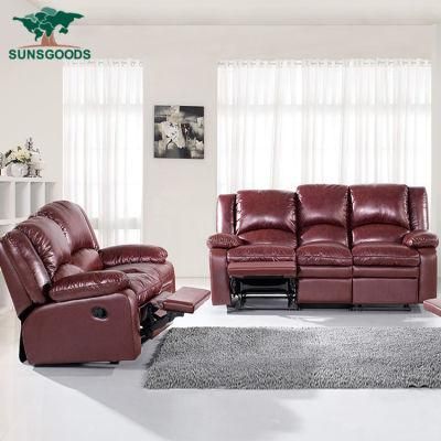 Top Grain Real Leather Electric Recliner Sofa Set for Living Room