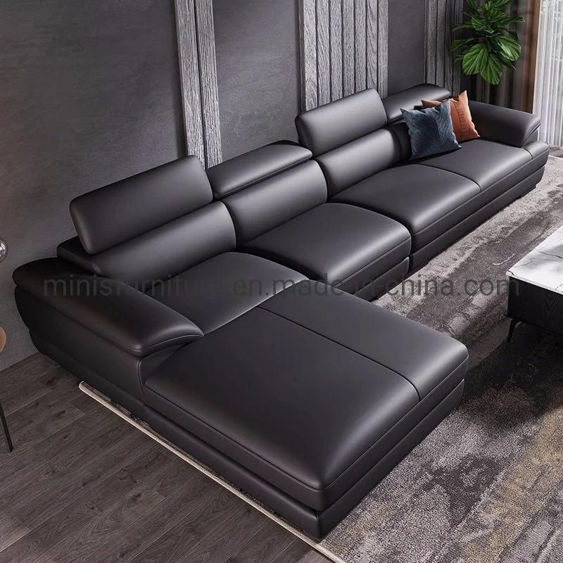 (MN-HSF25) Simple Style Home Living Room Furniture L Shaped Leather Sofa