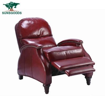 Red Wine Leather Recliner Armchair Single Modern Sofa Home Cinema Couch