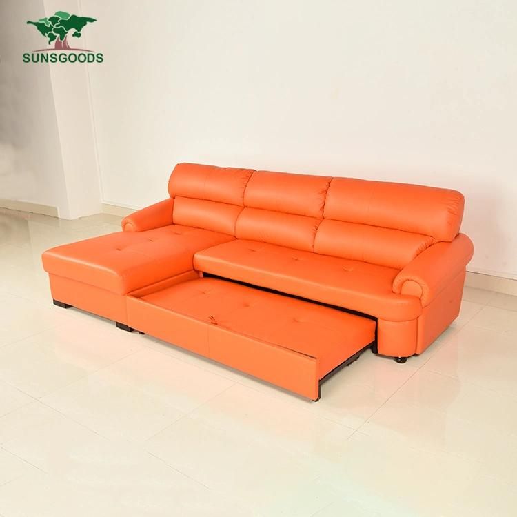 Orange Modern Sofa Design Elegance Leather Sofa Living Room Sofa Bed