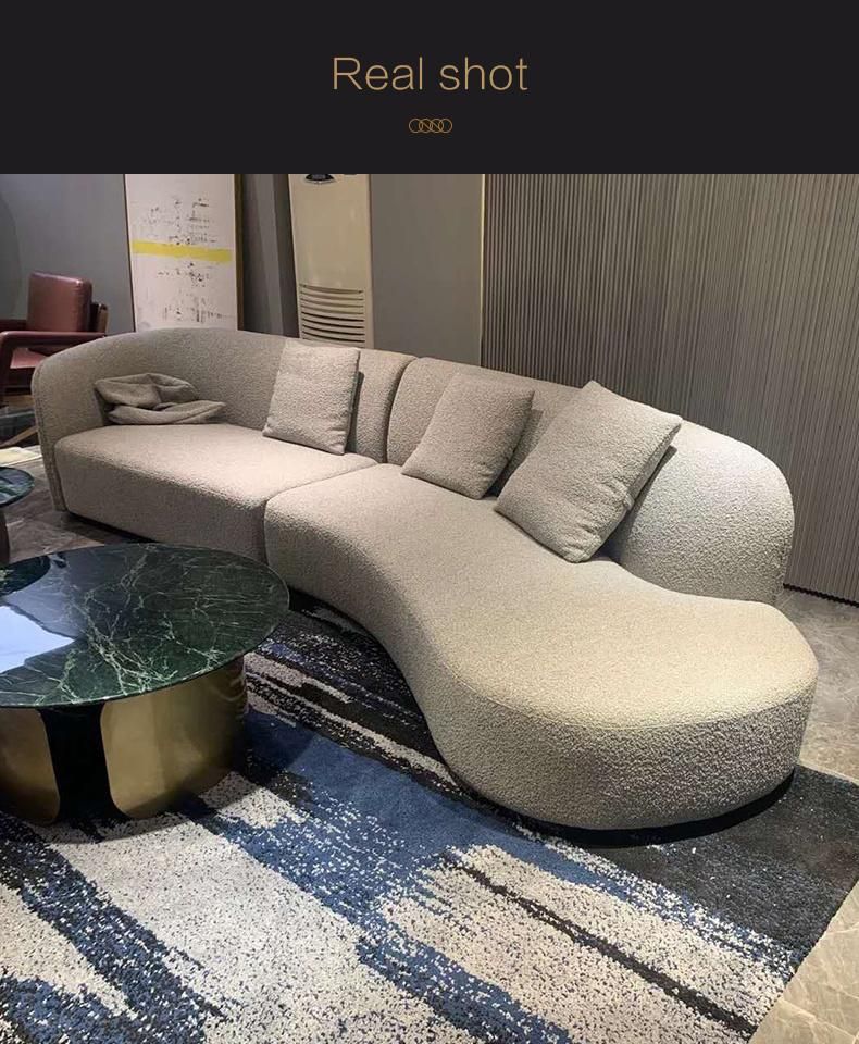 Factory Supply Wool Fleece Fabric Luxury Arc-Shaped Sofa