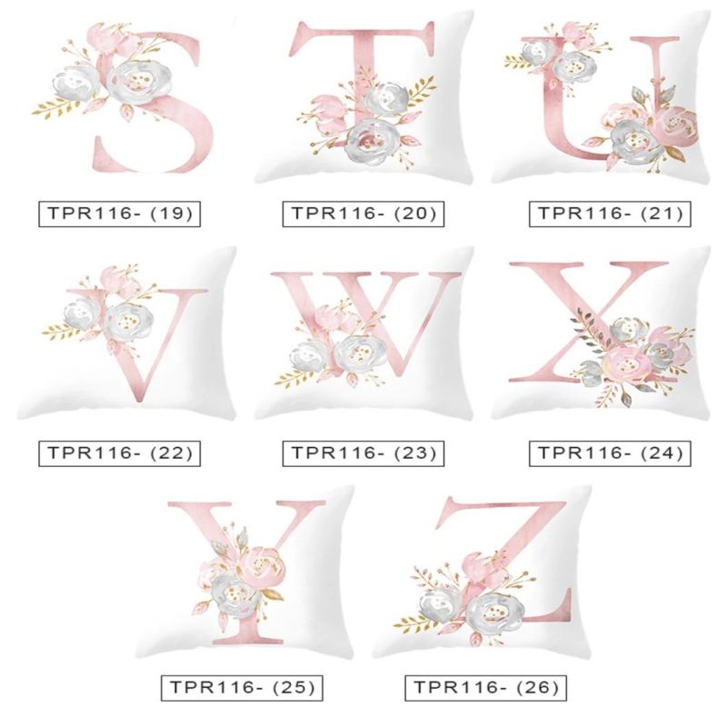 Holiday Decoration Pink Letter Flower Pattern Pillowcase Sofa Cushioncase