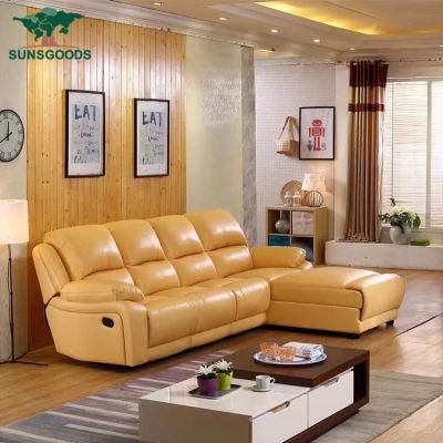 High Quality Reclining Yellow Leather Sofa Living Room Modern Furniture