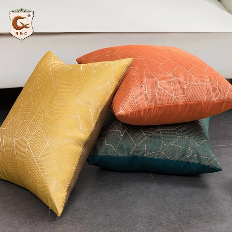 Decorative Plush Gold Foil Printed Pillow Case Sofa Cushions Hot Stamping Bronzing Velvet Cushion Covers