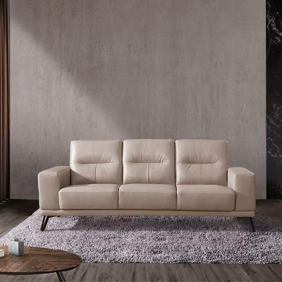 Hot Sale Top Grain Wood Tufted Sitting Room Furniture Suites Leather Sofa