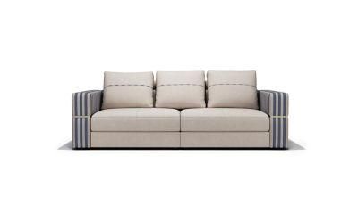 Italian Modern High Quality Stainless Steel Fabric Genuine Nubuck Leather Fabric Living Room Sofa Ls013