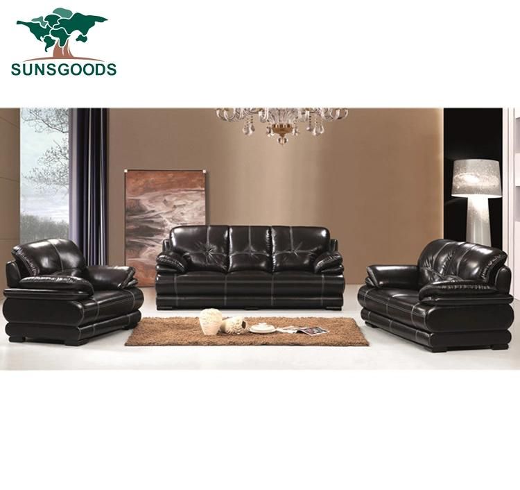 Modern Black Colour Home Furniture Living Room Leather Sofa Set