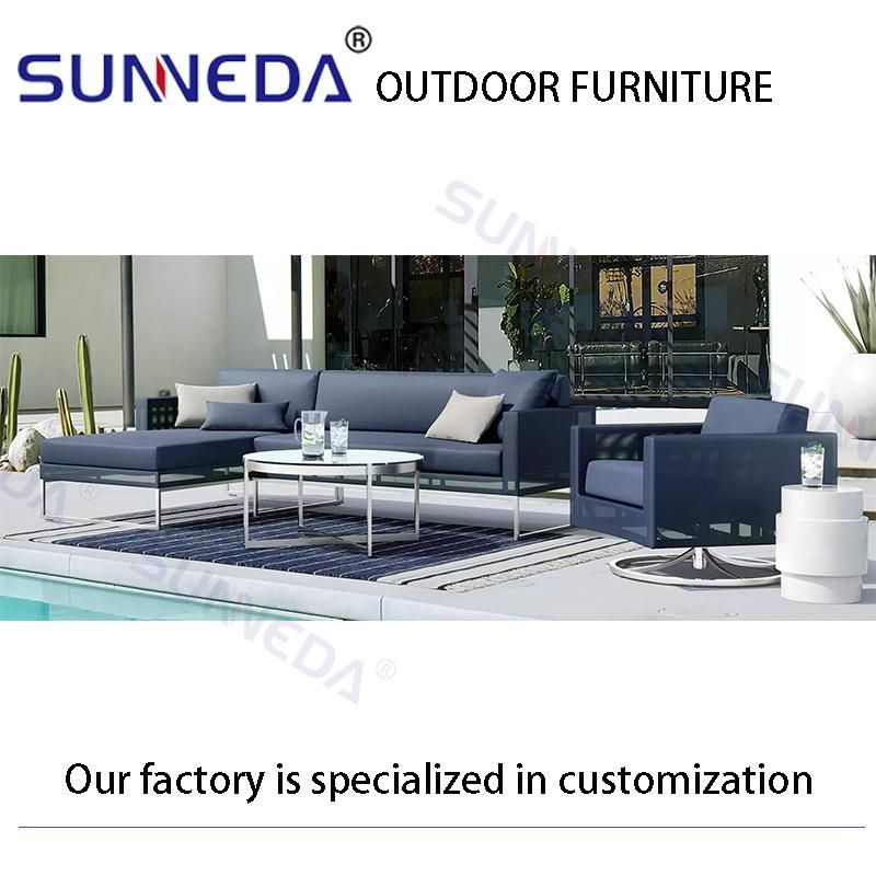 Modern Sofa with Monteslin Mesh and Stainless Steel End Table