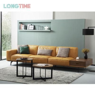 Leather Modern Home Apartment Living Room Sectional Sofa with Locker