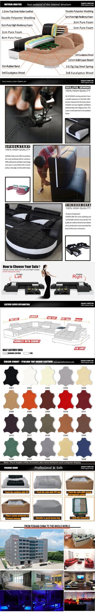 Houston Sale American Livingroom Furniture Leather Sofa Decor with Tea Table