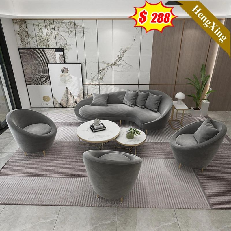 Customized Color Gray Velvet 1/2/3 Seat Sofas Set Modern Home Living Room PU Leather Leisure Sofa