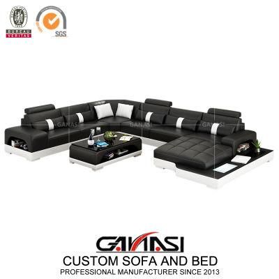 Italian Sectional Sofa 7 Piece Home Living Room Leather Sofa with LED Light