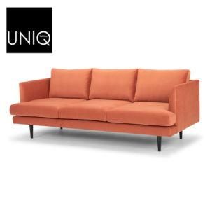 Denmark 3 Seater Sofa - Dusty Orange with Black Legs