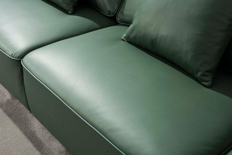 China Wholesale Factory Price Modern Home Furniture Sofa Green Leather Sofa GS9040