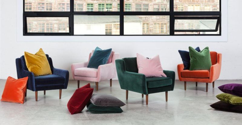 Home Modern Leisure Design Bedroom Fabric Wooden Couch Living Room Furniture Single Sofa
