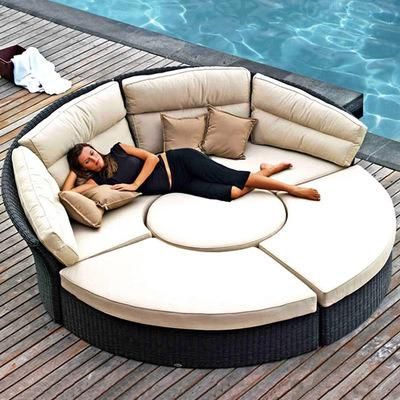 Outdoor Rattan Bed Outdoor Sofa Bed Outdoor Leisure Round Bed Swimming in Courtyard