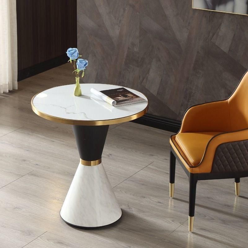 New Design Marble Top Coffee Table Modern Style Gold Metal Accent Tea Table Luxury Home Furniture Bed Sofa Side End Tables