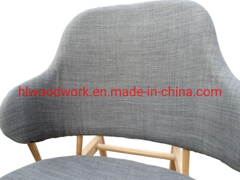 Grey Color Cushion with Naturao Oak Wood Frame Magnate Chair Lounge Sofa Coffee Shope Armchair Living Room Sofa Resteraunt Sofa Leisure Sofa Armchair