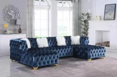 Velvet Fabric Sectional Sofa with Kd Construction for Living Room Set