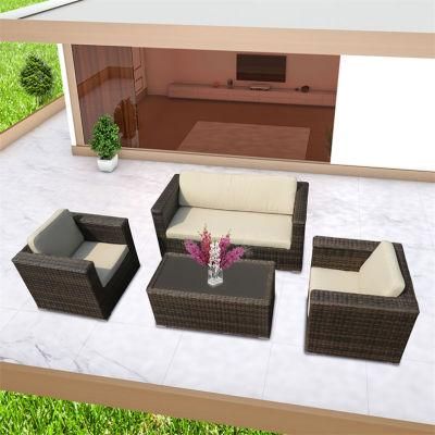 Modern Wholesale Retailer Waterproof Wicker Outdoor Furniture Patio Garden Rattan Lounge 4PCS Leisure Sofa