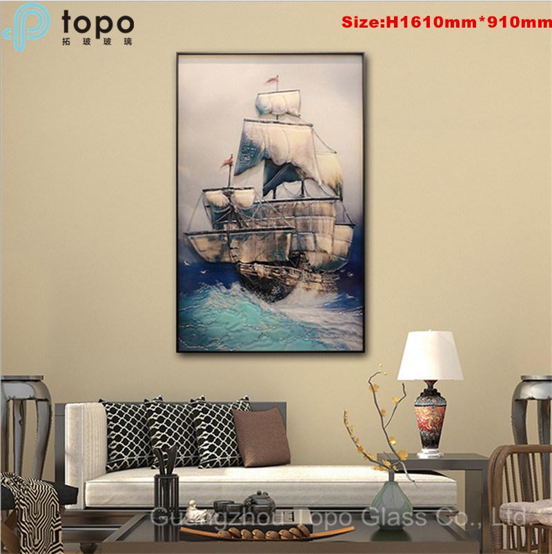 Colored Glazing Glass Sailboat Wall Art Glass Painting (MR-YB17-828)