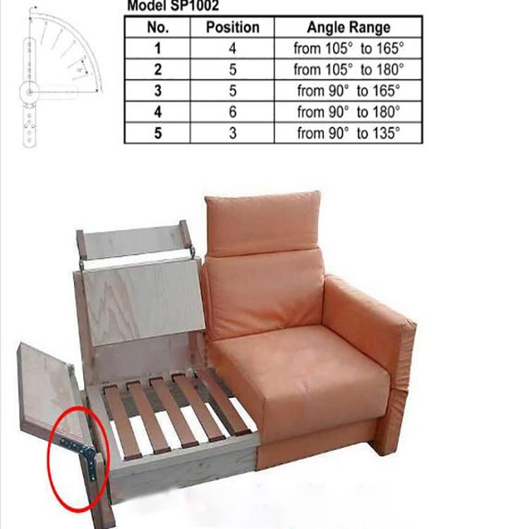 Wholesale Adjustable Sofa Armrest Hinges with 90-190 Degree