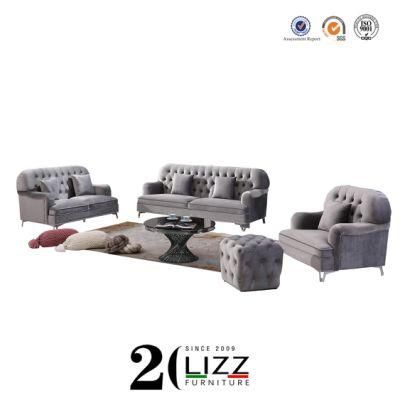 Manufacturer Online Retail Living Room Chesterfield Linen Fabric Sofa