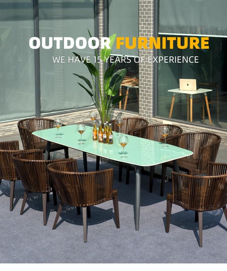 Modern Outdoor Garden Terrace Glass/Rattan Woven Sofa Furniture