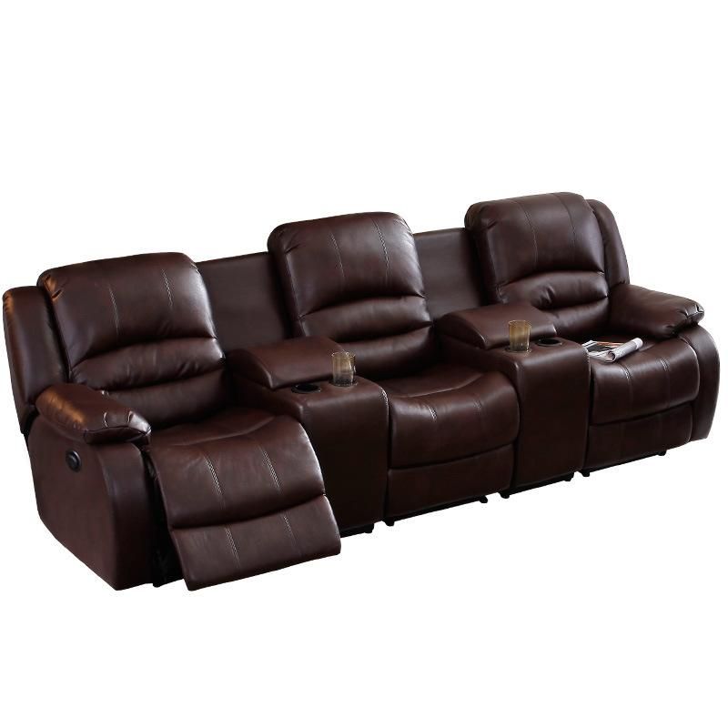 Top Grain Genuine Leather Comfortable Adjustable Headrest Home Cinema Sofa