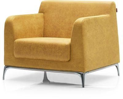 High Quality Fashionable Newest Home Furniture Living Room Sofa with 1/2/3 Seater Yellow Gold Armrest Leather Sofa