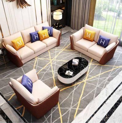 139 Simple Style Living Room Leather Sofa and Table Furniture