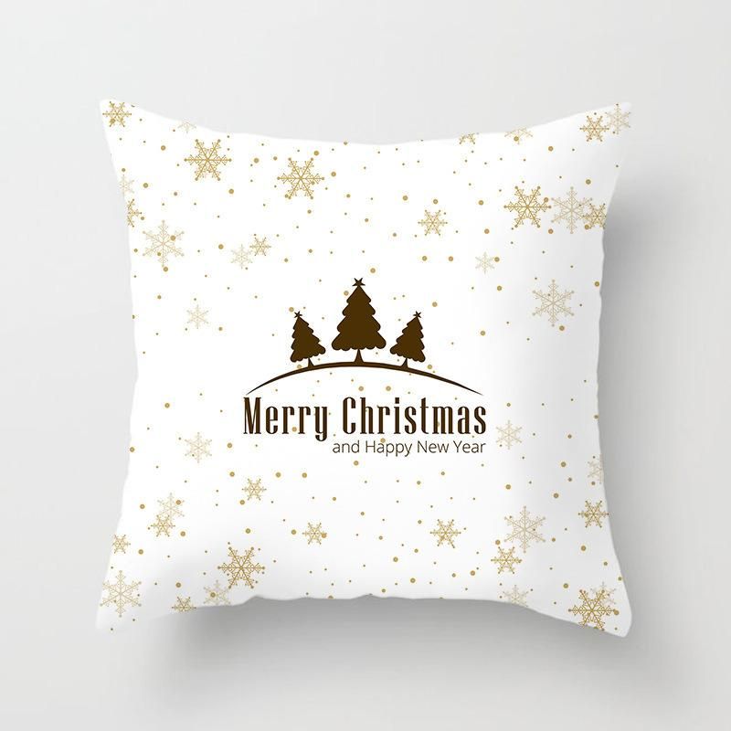 Holiday Decoration Christmas Onrament Colorful Christmas Tree and Deer Back Cushion Cover Sofa Cushion