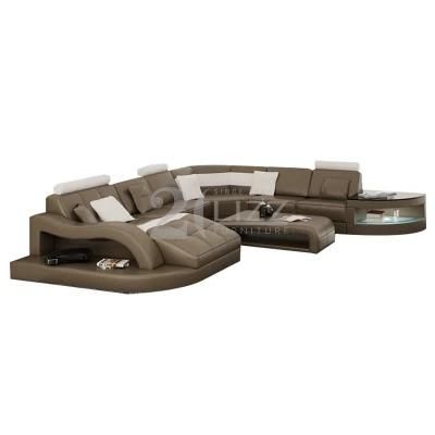 Home Furniture Modular Top Grain Genuine Leather U Shape Leisure Sofa Set