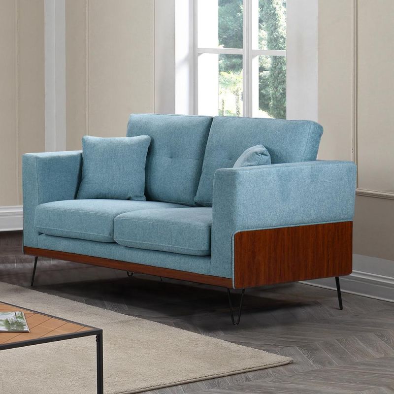 Nova Jssb030 Stylish 2 Seater 61inch Sofas with Cocoa Color Soild Wood Base