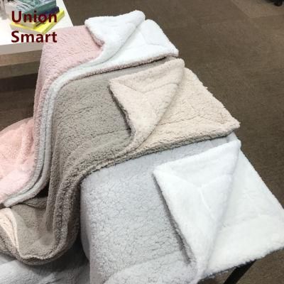 100% Polyester Two Ply Sherpa Fleece Lining Blanket Anti-Pilling Sofa Throw