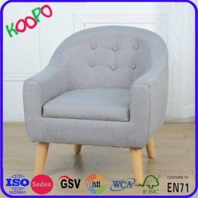 Linen Round Back Cute Kids Furniture Sofa Chair-Grey